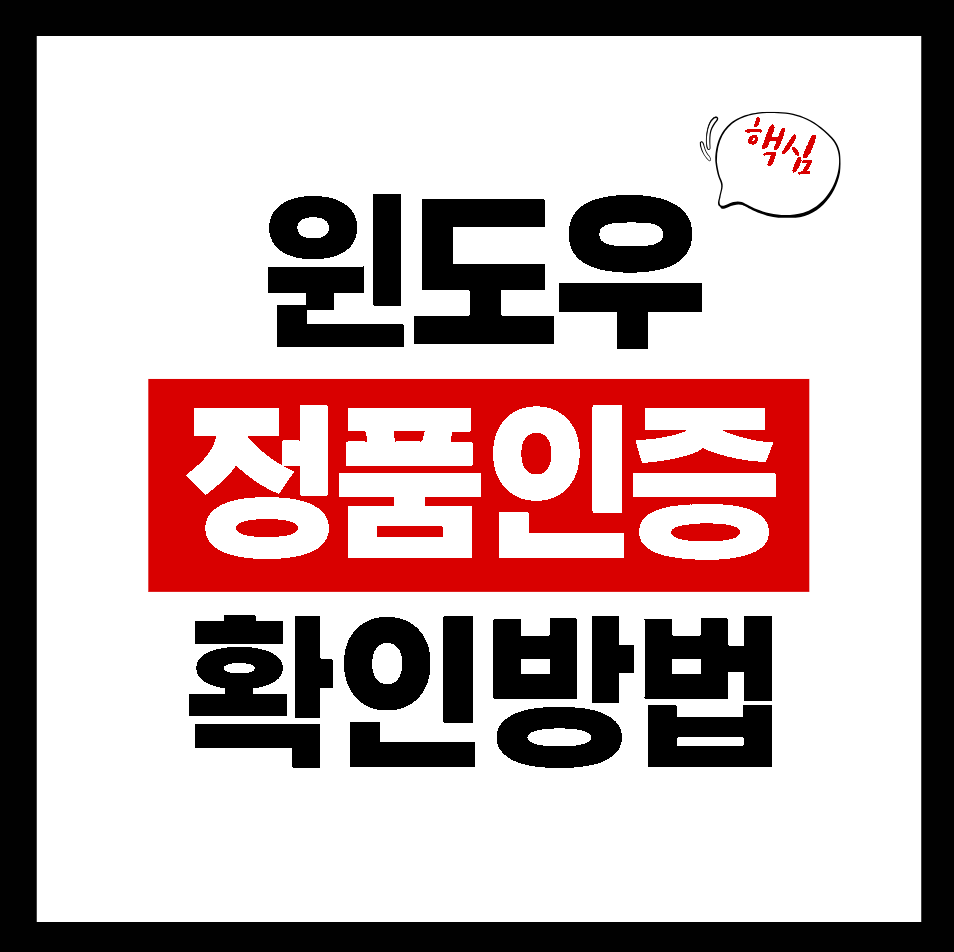 윈도우 정품인증 확인