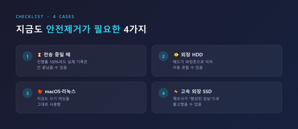 안전제거가 필요한 4가지 상황 체크리스트