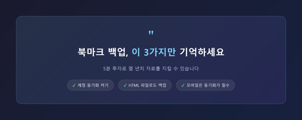 크롬 북마크 백업 방법 3가지 핵심 체크리스트 요약 카드
