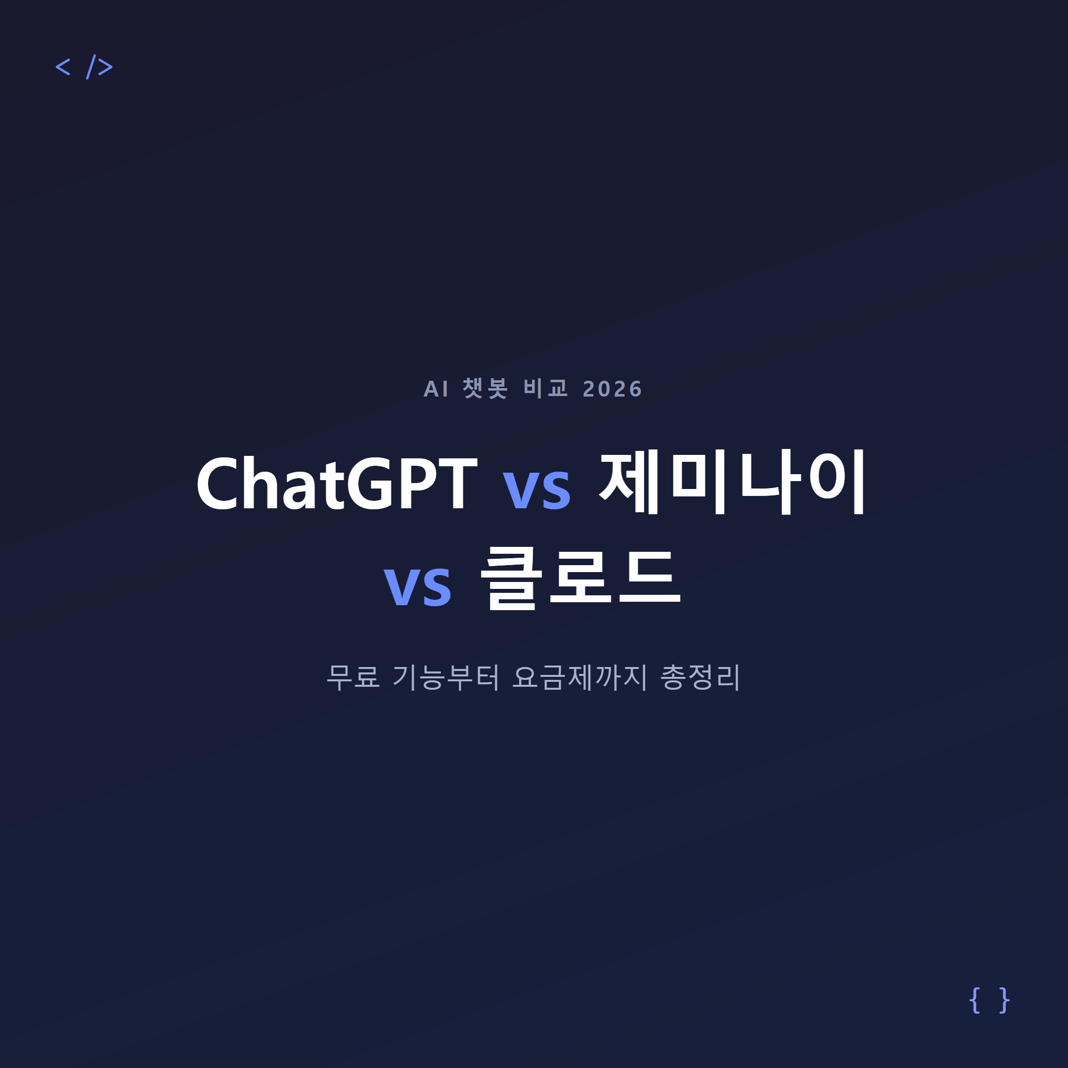 ChatGPT vs 제미나이 vs 클로드 비교 2026 최신, 무료 기능부터 요금제까지 총정리